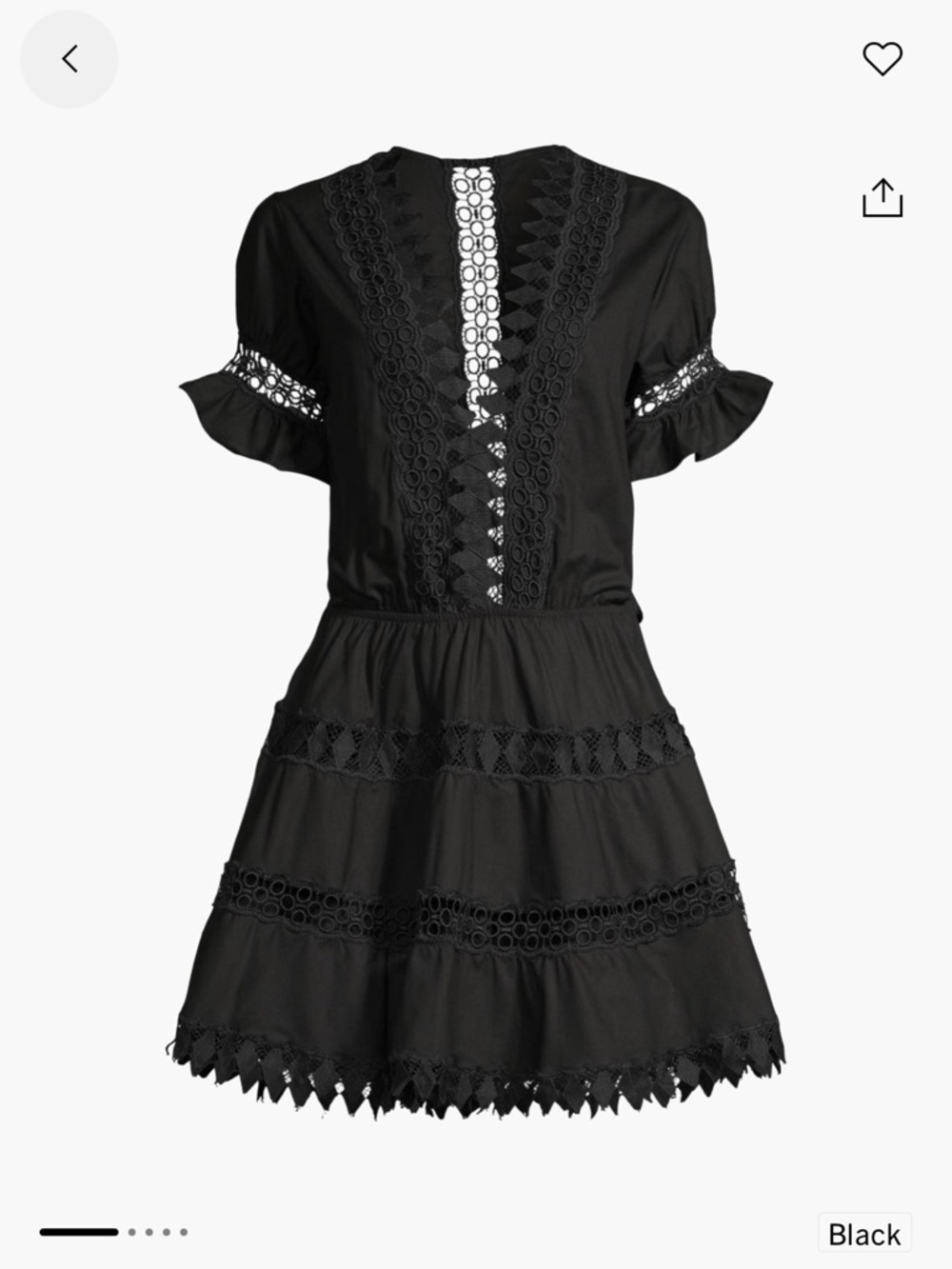 Peixoto Black Lace-Panel Mini Dress